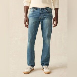 FAHERTY Organic Cotton Slim Straight Denim - East Lake Wash, Size 32 x 32